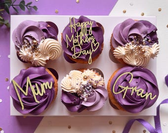 Happy Mothers Day Cupcake Toppers - Mum Gran- Bento Cake Charm - Mother - Any Colour - Customisable - mom - cake  - mummy - gift - present
