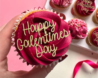 Happy galentines Day Cupcake Toppers - Customisable - girls night - Best friends - bestie -  love - cake valentines girl friends