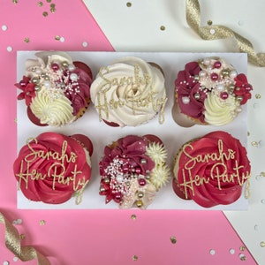 Personalised Hen Party Cupcake Toppers - Bride to Be - Bridal Party  - Wedding - She Said Yes - Bridal Shower - engagement - Any Colour