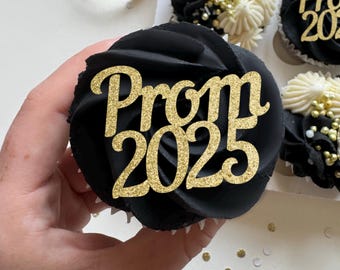 Prom 2025 Cupcake Toppers - Bento Cake Charm - Mirror and glitter - School Leaver Gift - Any Colour - Customisable-End of college sixth form