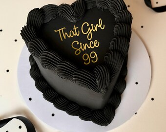 That Girl Since Cake Charm - Personalised Cake Topper - bento heart - custom text name age Mirror & Glitter options - birthday sheet cake