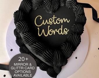 Custom Cake Charm - Personalised Cake Topper - bento heart - custom text name age Mirror & Glitter options - birthday hen party baby shower