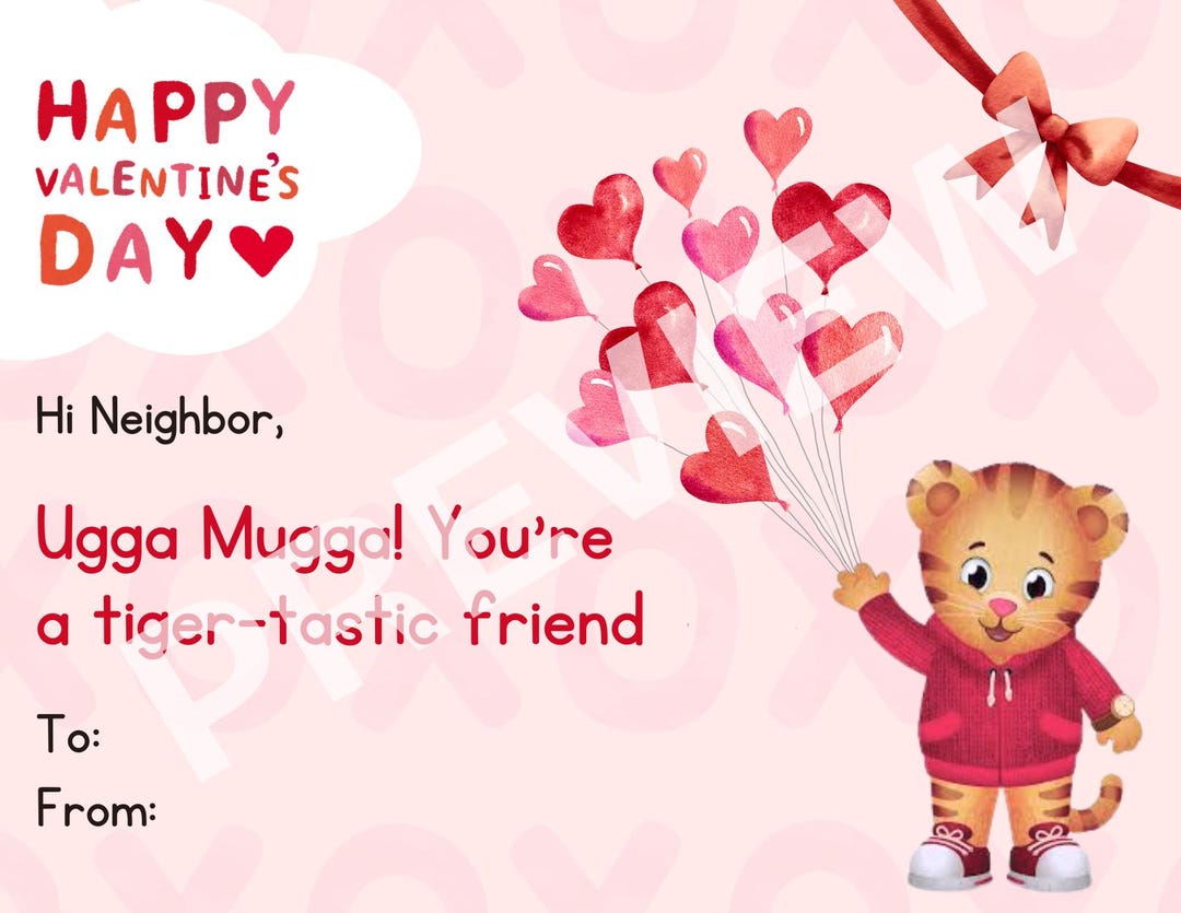 Daniel Tiger Valentine’s Day Cards – Printable Instant Download - Etsy