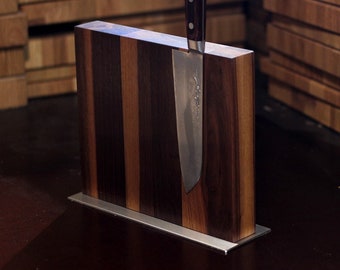 magnetic walnut knife block