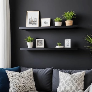 Floating wall shelf in black and white