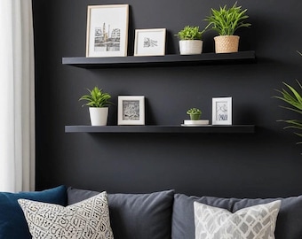 Floating wall shelf in black and white