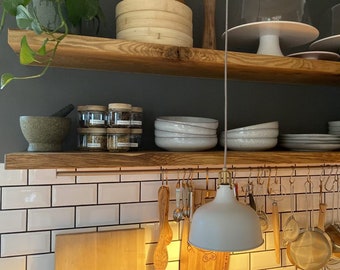 Floating solid wood wall shelf made of oak wood