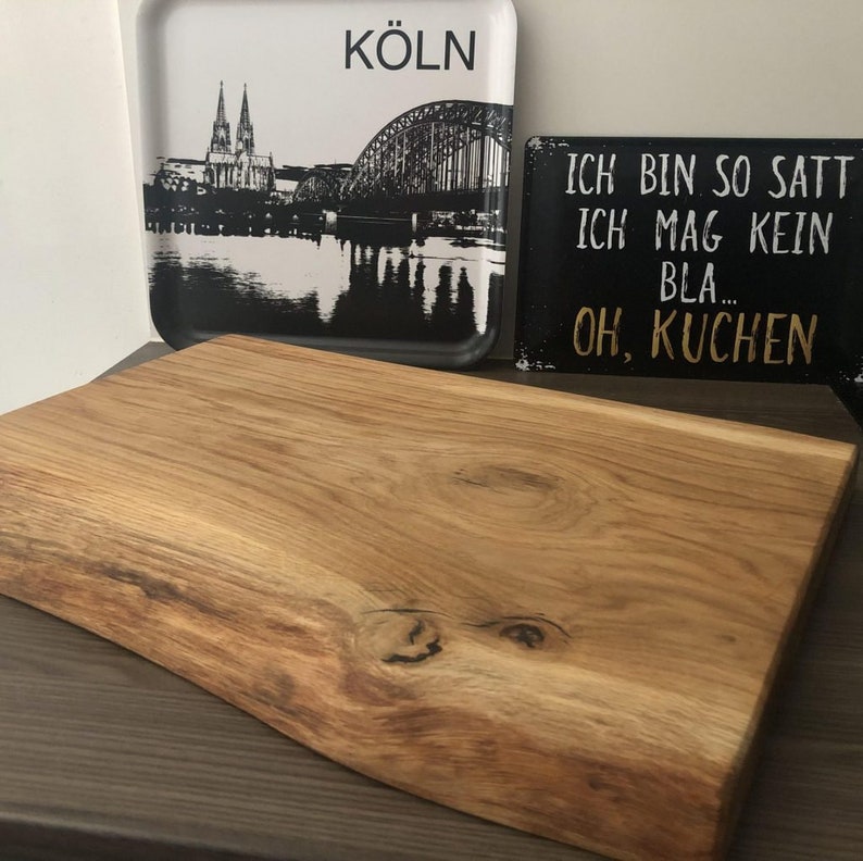 Rustic oak cutting board / serving board with tree edge image 7