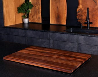 One-piece walnut cooktop cover – hob cover for ceramic and induction hobs