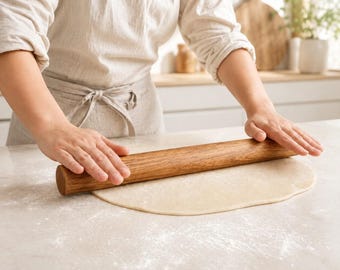Solid wood rolling pin – 40 cm dough roller in various types of wood, optionally with engraving
