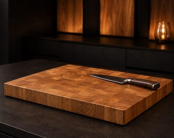 Oak end-grain cutting board – solid kitchen board in 5 sizes