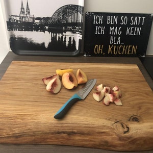 Rustic oak cutting board / serving board with tree edge