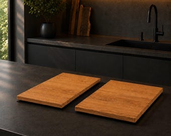 Two-piece oak hob cover – hob cover for ceramic and induction hobs