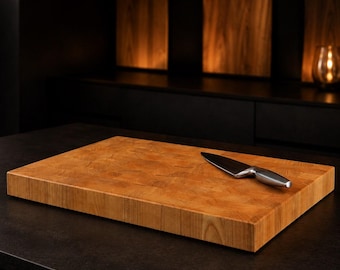 Cherry wood end grain cutting board – handcrafted solid wood kitchen board