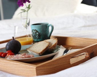 Oak serving tray rectangular - solid wood 50 x 40 cm
