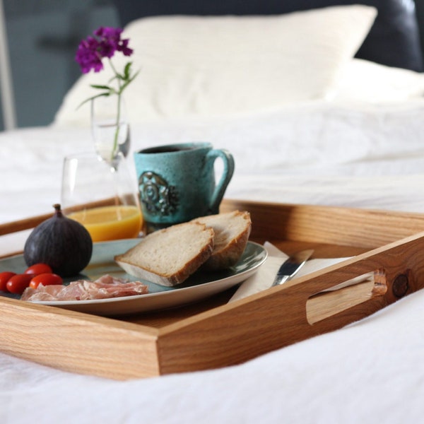 Oak serving tray rectangular - solid wood 50 x 40 cm