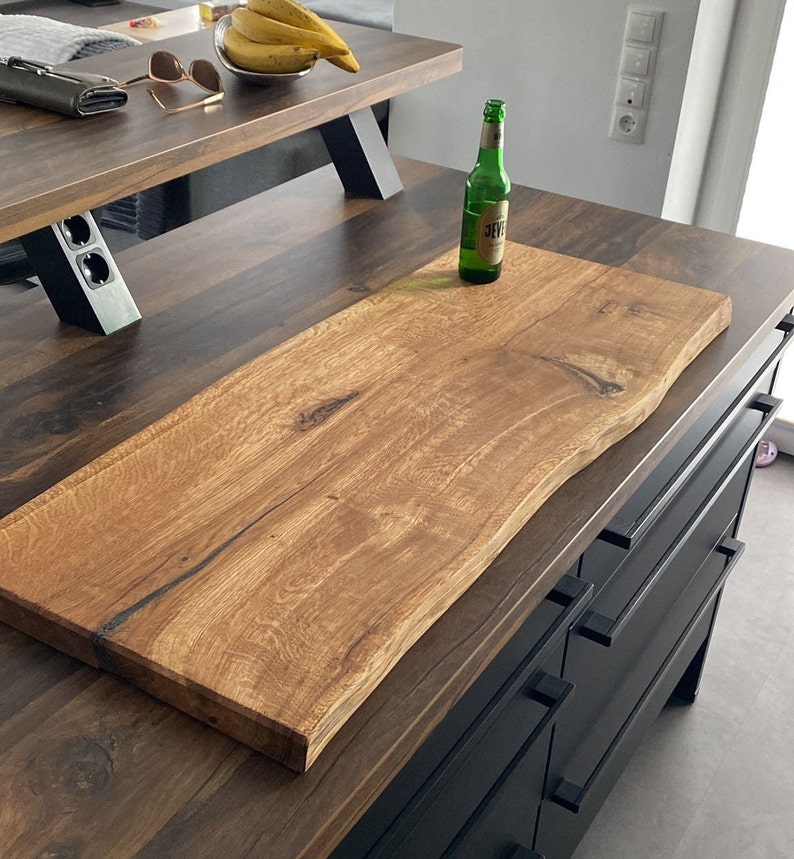Rustic oak cutting board / serving board with tree edge image 3
