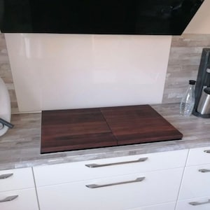walnut two-piece hob cover / ceramic hob cover