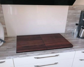 walnut two-piece hob cover / ceramic hob cover