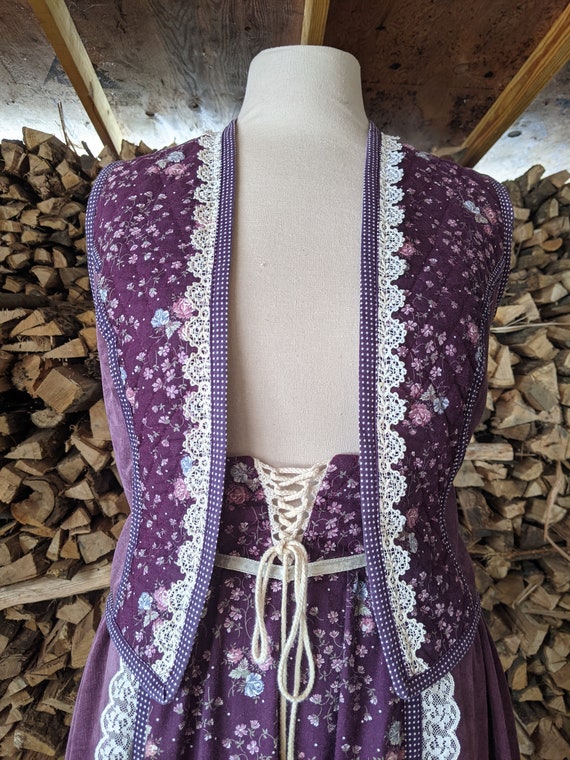Vintage 1970s Gunne Sax Floral Prairie Skirt + Ves