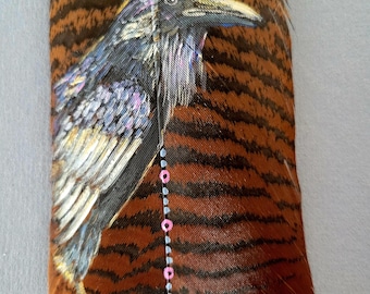Pluma de espíritu de cuervo, arte con plumas, plumas pintadas, tótems de animales