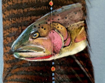 Plumas de espíritu de trucha, arte con plumas, plumas pintadas, tótems de animales