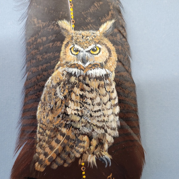 Owl Spirit Feathers, feather art, painted feathers, animal totems