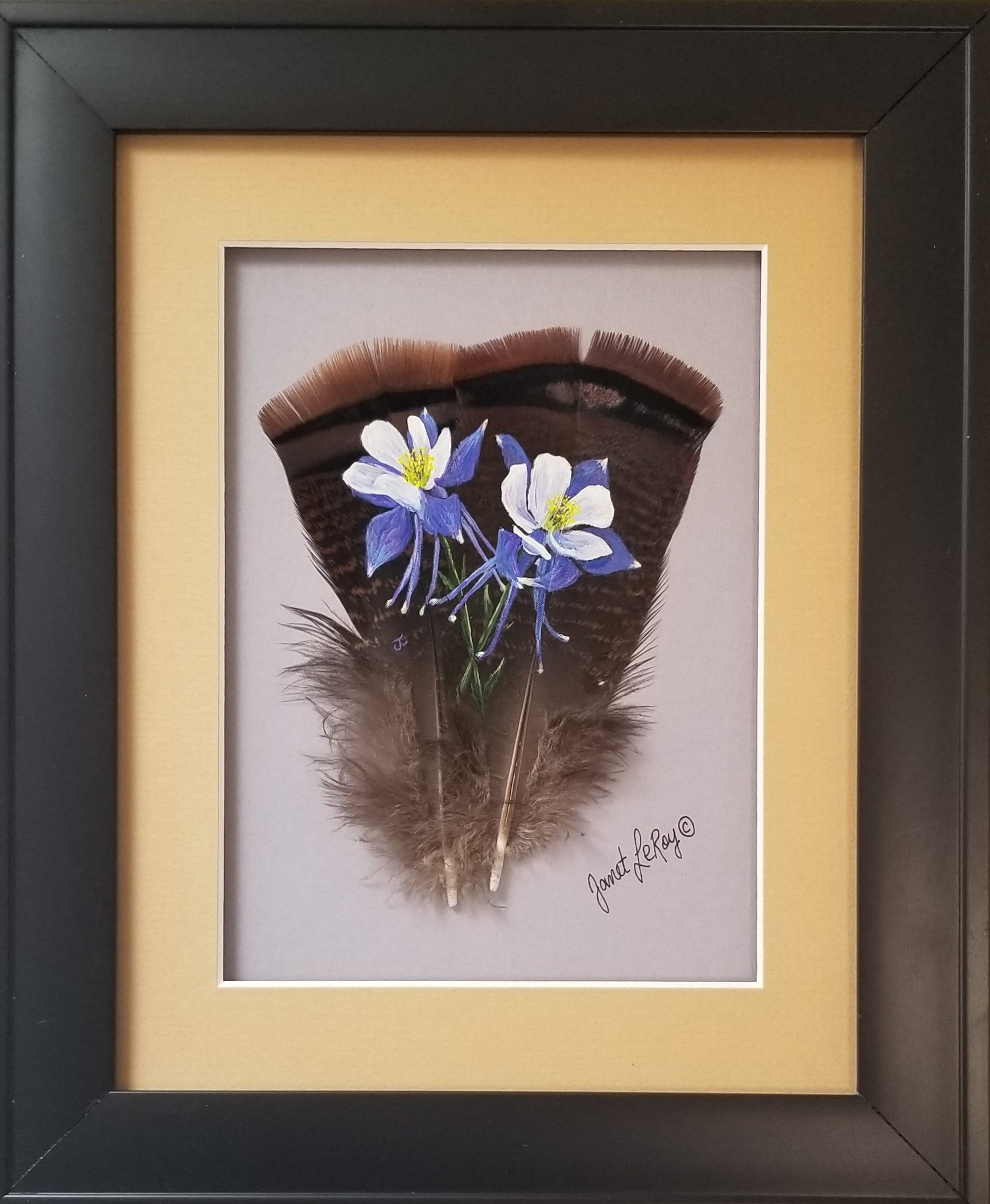 Framed feather paintings painted feathers wall art Etsy