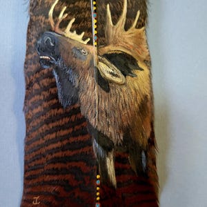 Elk, Deer, Moose and Ram spirit feathers, animal totem, painted feathers