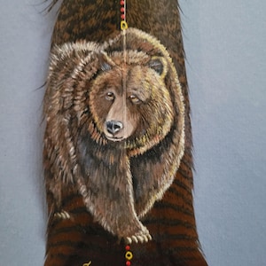 Bear Spirit Feathers, feather art, painted feathers, animal totems