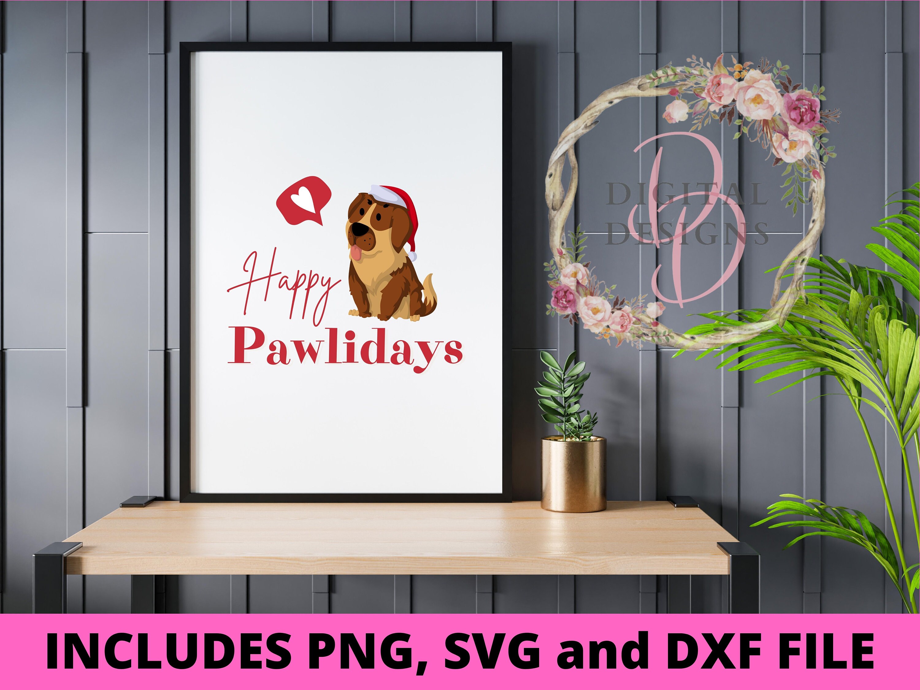 Happy Pawlidays SVG File SVG Cut File Design Digital Files | Etsy UK