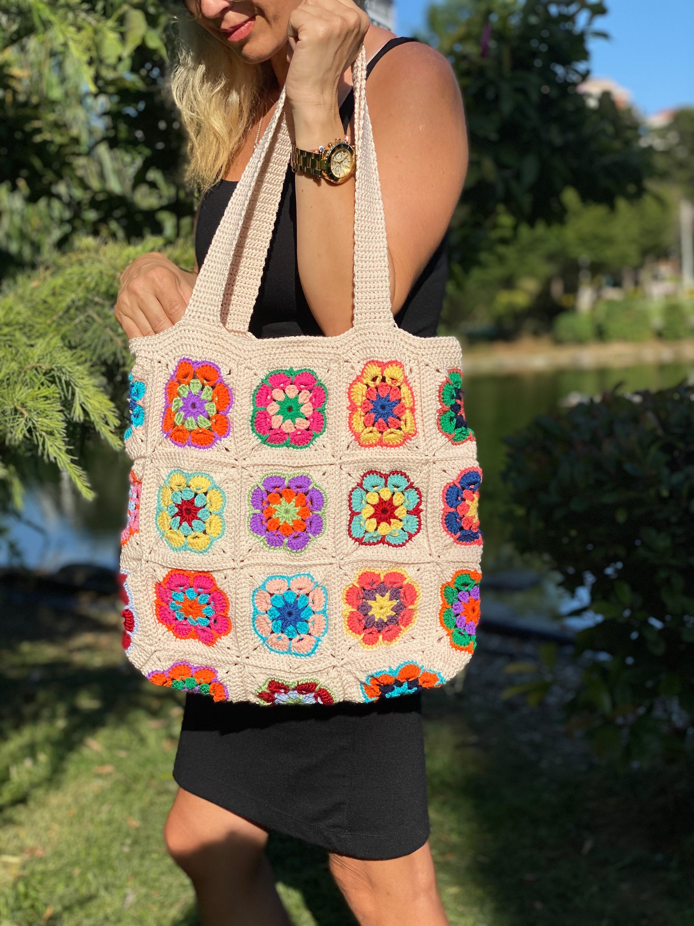 Crochet Bag Granny Square Afghan BagPride Bag Crochet | Etsy