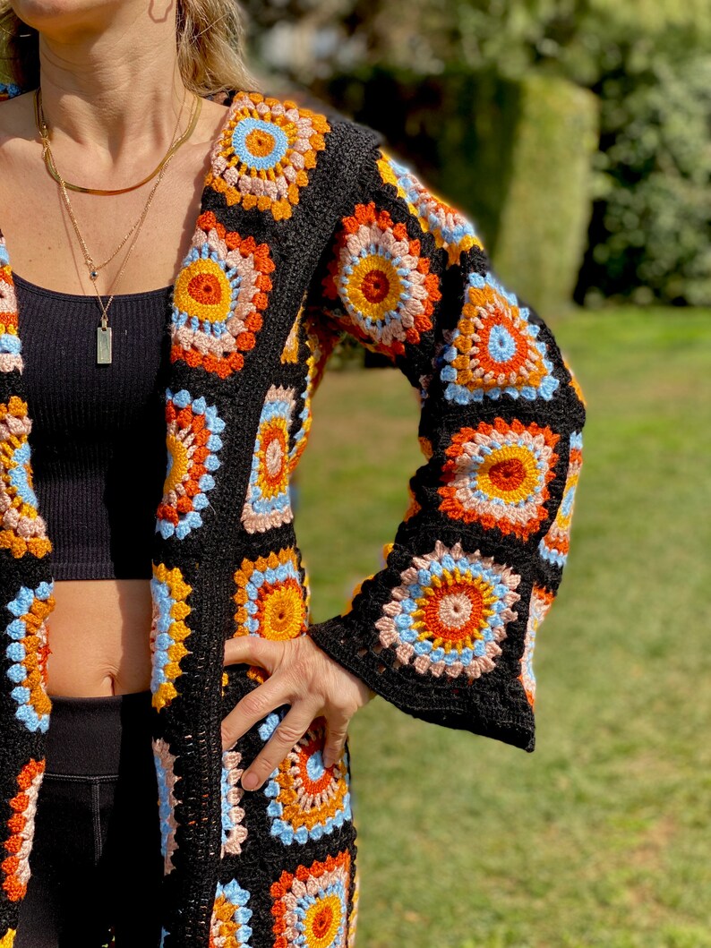 Granny Crochet Coat Crochet Rebecca Coat Granny Square Coat Etsy