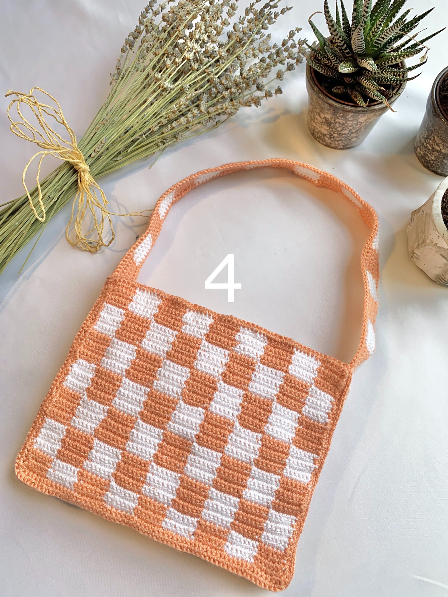 Crochet Bag Crochet Checkered Bags Crochet Tote Bag Crochet | Etsy
