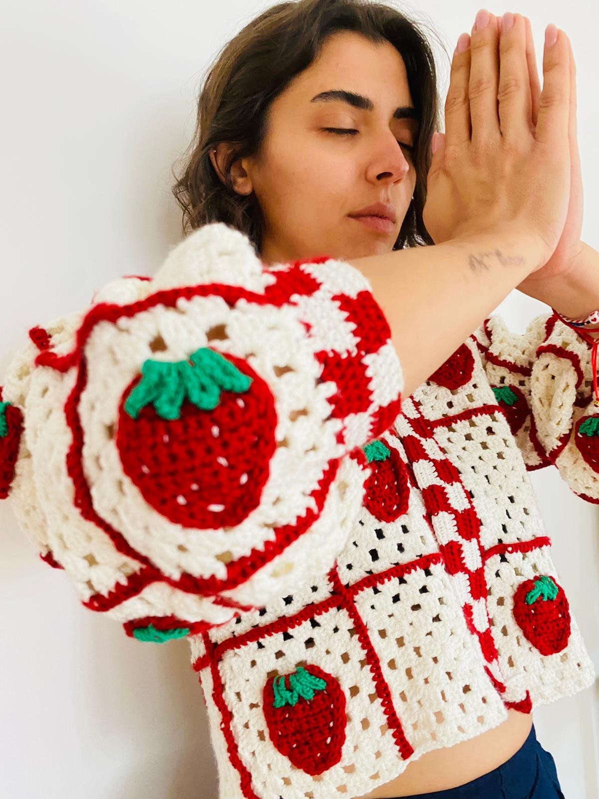 strawberry cardigan crochet