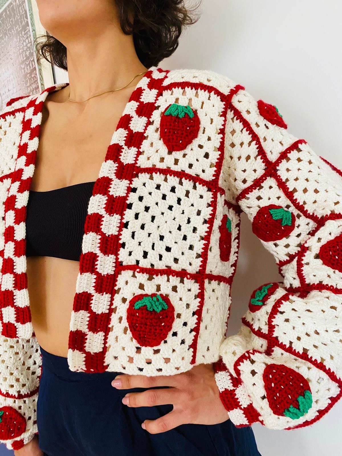 strawberry cardigan crochet