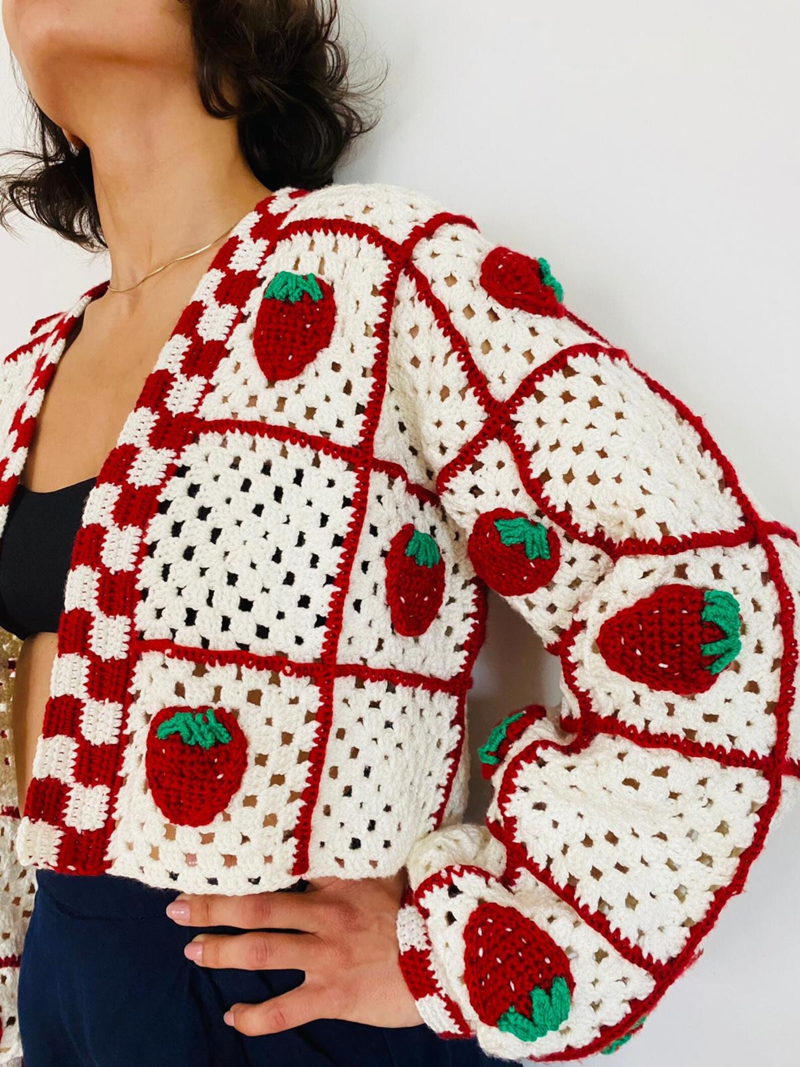 strawberry cardigan crochet