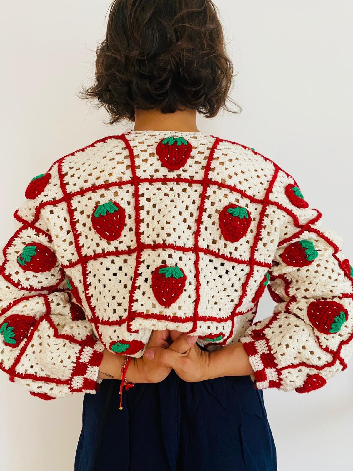 strawberry cardigan crochet