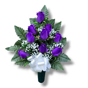 Purple Rosebud Cemetery Cone, Summer Memorial Flowers