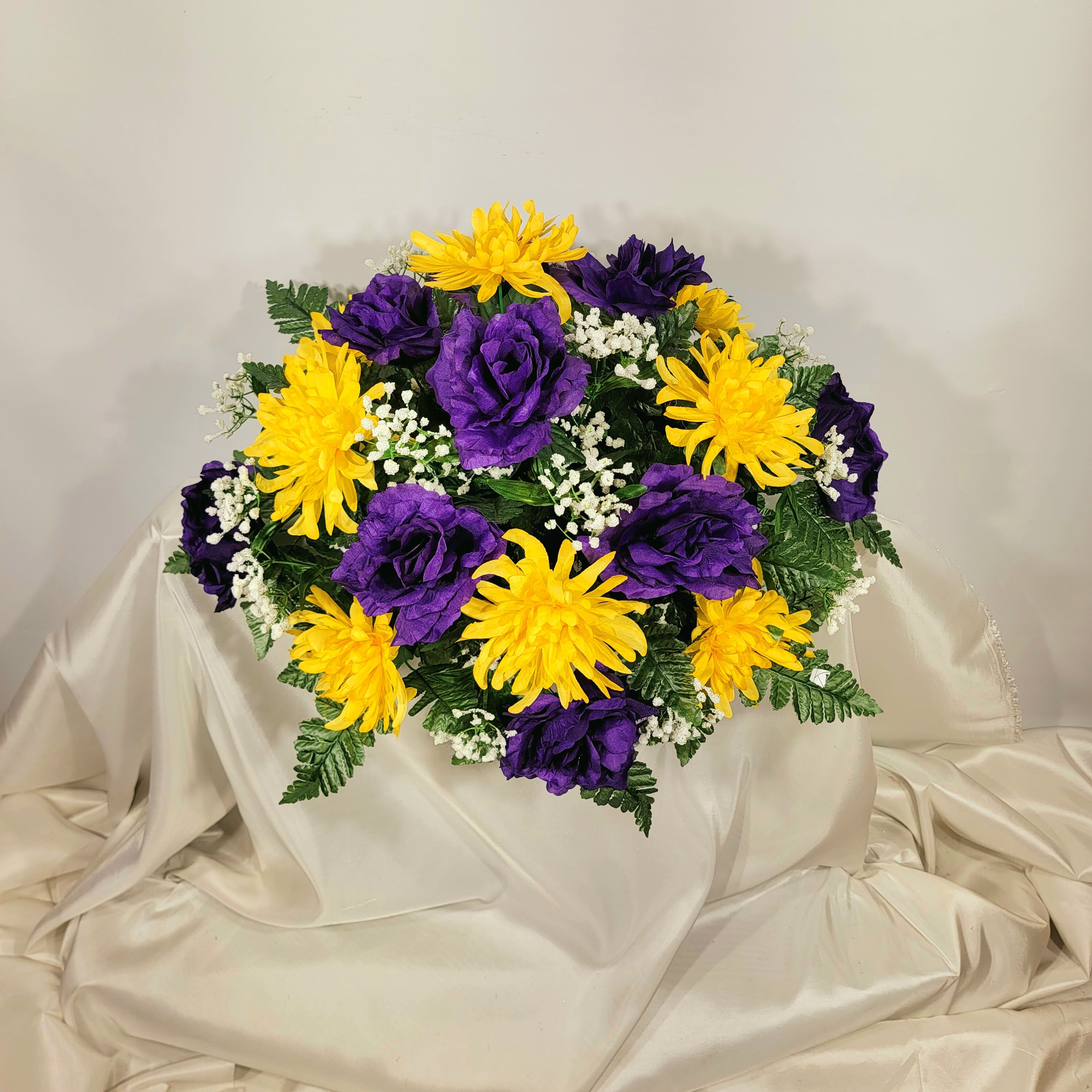 Ravishing Purple Open Rose and Yellow Spider Mum Cemetery Etsy