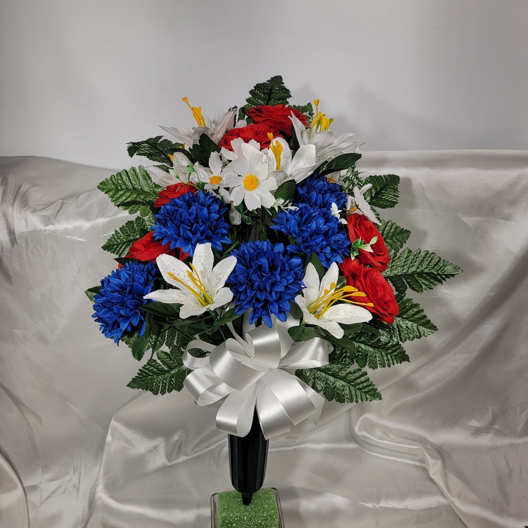 Rose/mum/lily Memorial Cone Cemetary Flowers for Vase Faux Flowers for