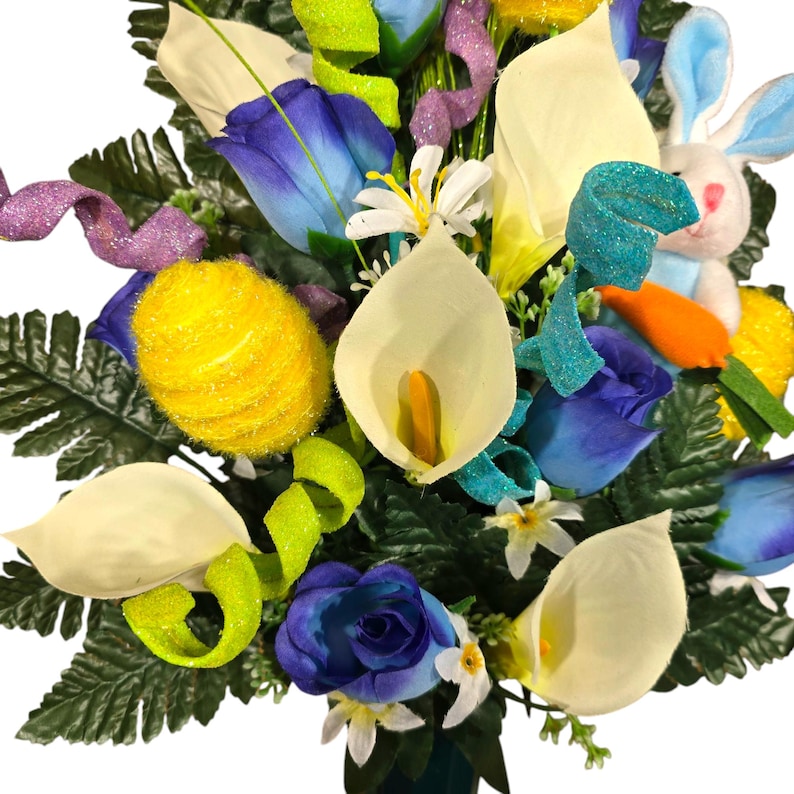 This Cemetery Cone Has Grave Flowers Including Baby Blue Rosebuds and ...