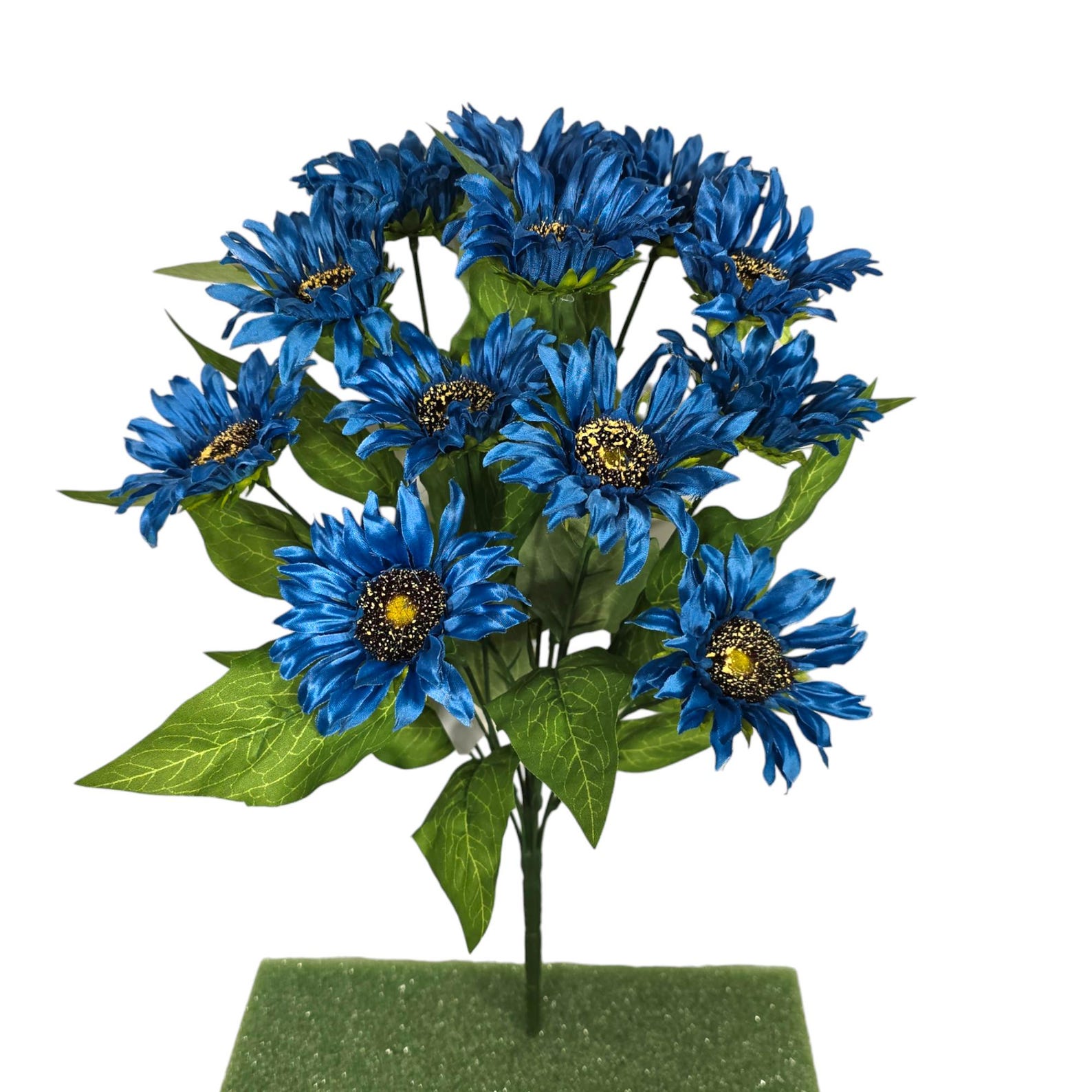 This Blue Sunflower Artificial Flower Bush Has Mini Blooms. It is Great ...