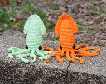 Cute Crochet Squid PATTERN ONLY