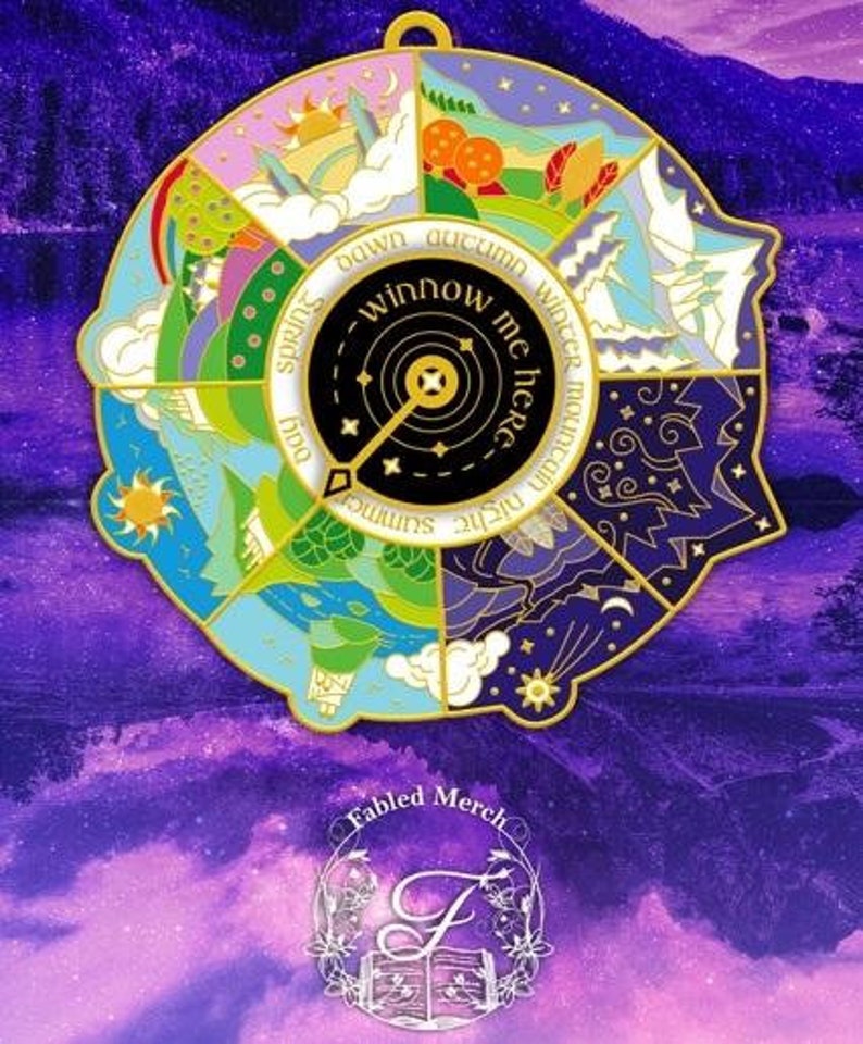 ACOTAR Courts Spinner Enamel Pin With Glitter and Keychain