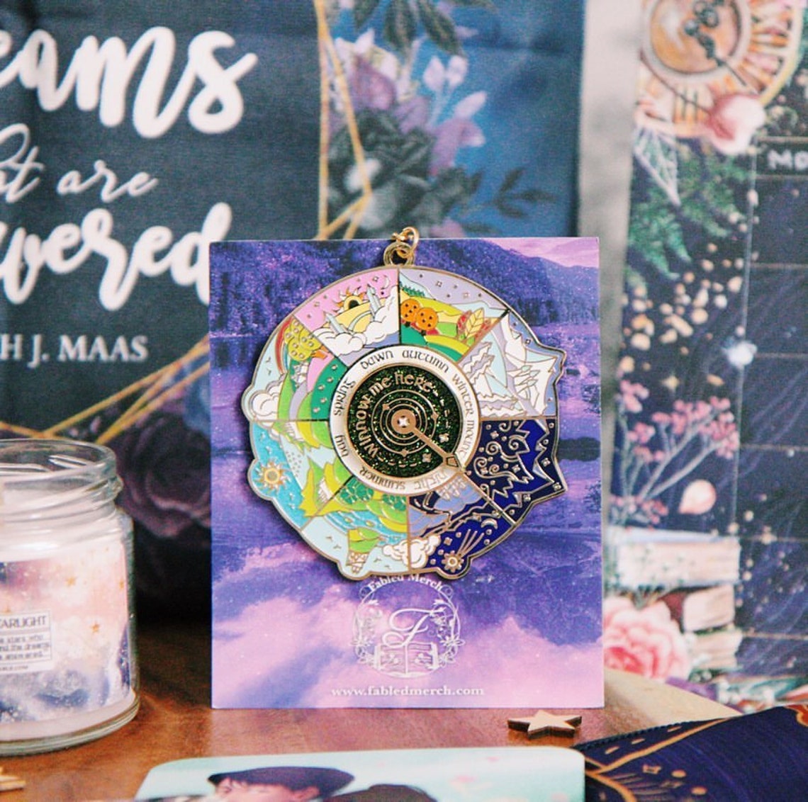 ACOTAR Courts Spinner Enamel Pin With Glitter and Keychain | Etsy