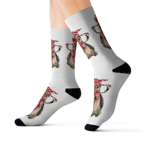 Chicken Bandana Socks, Funny Chicken Socks Sublimation Socks