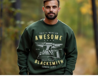 Awesome Blacksmith Funny Blacksmith Shirt Bladesmith Farrier Knife Maker Metal Worker Iron Worker Christmas Gifts Unisex Crewneck Sweatshirt