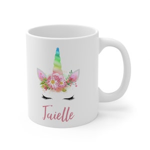 Kids&#39; Cocoa Mug, Unicorn Mug, Girls&#39; Boho Christmas Ceramic Mug 11oz