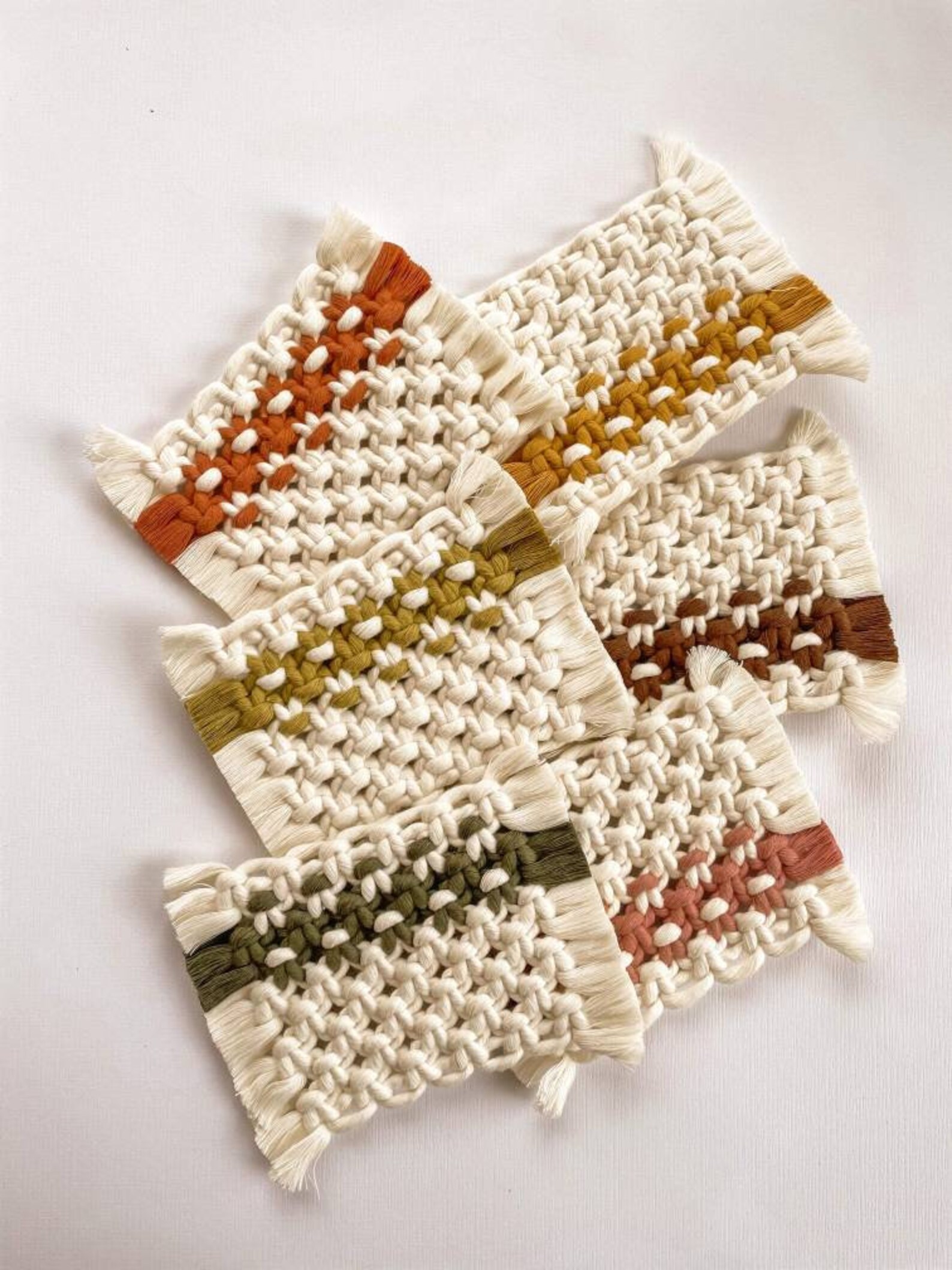 Striped Mug Rugs Macrame Coasters Handmade Macrame Coasters - Etsy